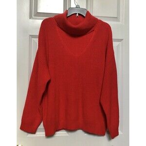 Bar III SWEATER-TOPS RED PLUS SIZE 2X TURTLE NECK AND V OPEN AND THE CHEST  KNIT